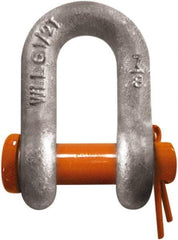 CM - 3/8" Nominal Chain Size, 1 Ton Carbon Steel Round Chain Shackle - 17/32" Diam, 7/16" Pin Diam, 21/32" Wide Inside Jaw, 21/32" Inside Width - Apex Tool & Supply