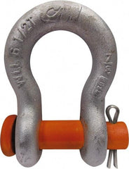 CM - 5/16" Nominal Chain Size, 0.75 Ton Carbon Steel Round Anchor Shackle - 15/32" Diam, 3/8" Pin Diam, 17/32" Wide Inside Jaw, 25/32" Inside Width - Apex Tool & Supply