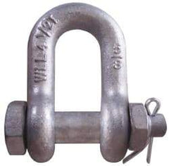 CM - 3/8" Nominal Chain Size, 1 Ton Carbon Steel Bolt Chain Shackle - 17/32" Diam, 7/16" Pin Diam, 21/32" Wide Inside Jaw, 21/32" Inside Width - Apex Tool & Supply