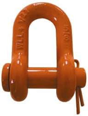 CM - 5/8" Nominal Chain Size, 4.5 Ton Carbon Steel Round Chain Shackle - 27/32" Diam, 3/4" Pin Diam, 1-1/16" Wide Inside Jaw, 1-1/16" Inside Width - Apex Tool & Supply