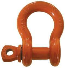 CM - 5/8" Nominal Chain Size, 4.5 Ton Carbon Steel Screw Anchor Shackle - 0.843" Diam, 3/4" Pin Diam, 1-1/16" Wide Inside Jaw, 1-1/2" Inside Width - Apex Tool & Supply