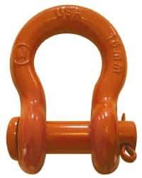 CM - 1/2" Nominal Chain Size, 3 Ton Carbon Steel Round Anchor Shackle - 23/32" Diam, 5/8" Pin Diam, 13/16" Wide Inside Jaw, 1-5/32" Inside Width - Apex Tool & Supply