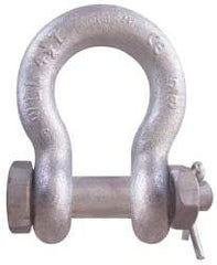 CM - 3/8" Nominal Chain Size, 1.5 Ton Carbon Steel Bolt Anchor Shackle - 17/32" Diam, 7/16" Pin Diam, 21/32" Wide Inside Jaw, 15/16" Inside Width - Apex Tool & Supply