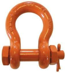 CM - 1/4" Nominal Chain Size, 0.75 Ton Carbon Steel Bolt Anchor Shackle - 13/32" Diam, 9/32" Pin Diam, 15/32" Wide Inside Jaw, 3/4" Inside Width - Apex Tool & Supply