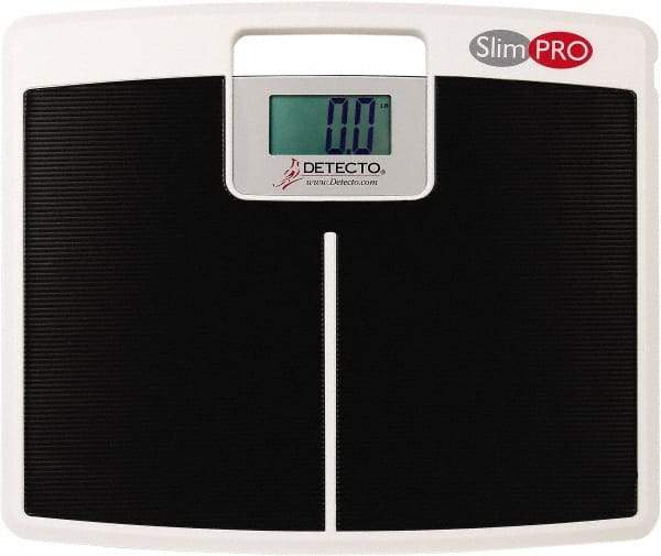 Detecto - 17" x 14" Wide x 1.4" Base, 440 Lb Capacity, LCD Digital Scale - 0.2 Lb Graduation, (4) AAA Batteries (Included) - Apex Tool & Supply
