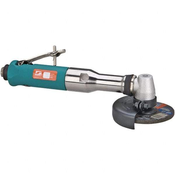 Dynabrade - 4" Wheel Diam, 13,500 RPM, Pneumatic Angle & Disc Grinder - 3/8-24 Spindle, 40 CFM, Rear Exhaust - Apex Tool & Supply