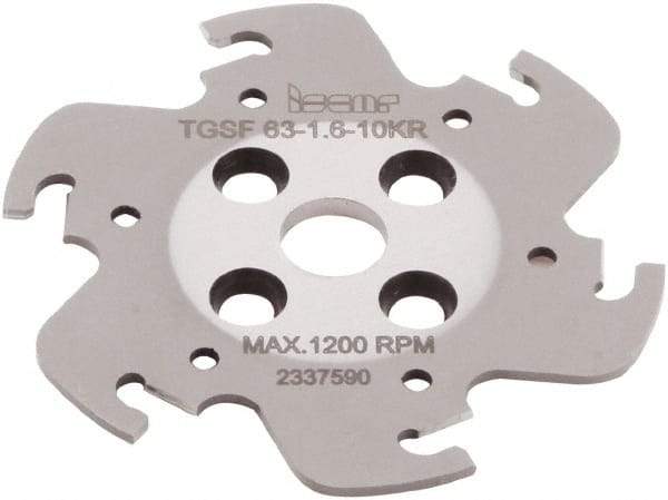 Iscar - Arbor Hole Connection, 1/16" Cutting Width, 0.591" Depth of Cut, 63mm Cutter Diam, 0.3937" Hole Diam, 6 Tooth Indexable Slotting Cutter - TGSF Toolholder, TAG N-A, TAG N-C/W/M, TAG N-J/JS/JT, TAG N-LF, TAG N-MF, TAG N-UT Insert - Apex Tool & Supply