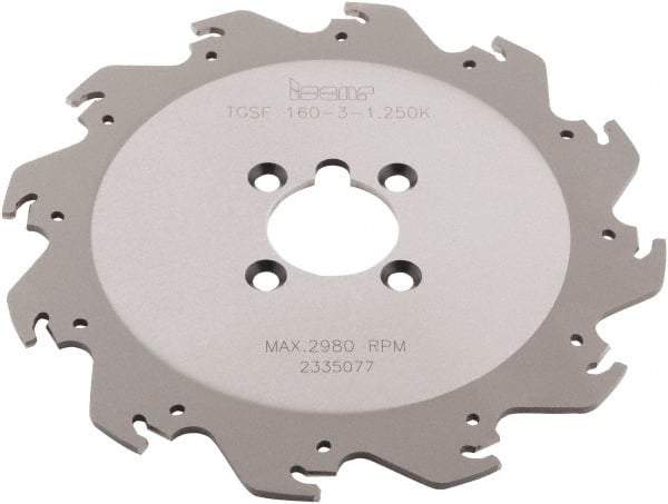 Iscar - Arbor Hole Connection, 0.118" Cutting Width, 2.05" Depth of Cut, 0.098" Cutter Diam, 1-1/4" Hole Diam, 8 Tooth Indexable Slotting Cutter - TGSF Toolholder, TAG N3 Insert - Apex Tool & Supply