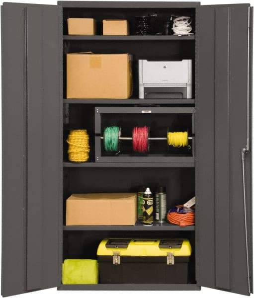 Durham - 4 Shelf Locking Storage Cabinet - Steel, 36" Wide x 18" Deep x 72" High, Gray - Apex Tool & Supply