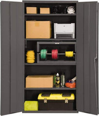 Durham - 4 Shelf Locking Storage Cabinet - Steel, 36" Wide x 18" Deep x 72" High, Gray - Apex Tool & Supply
