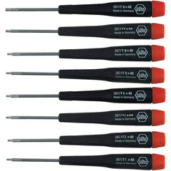 Wiha - 8 Piece Torx Screwdriver Set - Bit Sizes: Torx T1, T2, T3, T4, T5, T6, T-7 & T-8 - Apex Tool & Supply