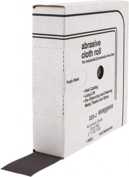 Tru-Maxx - 2" x 50 Yd 320 Grit Aluminum Oxide Cloth Roll - Extra Fine Grade, J Weighted Backing - Apex Tool & Supply
