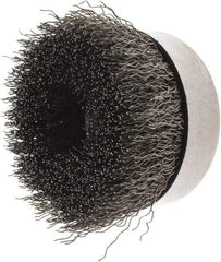 Weiler - 4" Diam, 5/8-11 Threaded Arbor, Steel Fill Cup Brush - 0.02 Wire Diam, 1-3/8" Trim Length, 9,000 Max RPM - Apex Tool & Supply