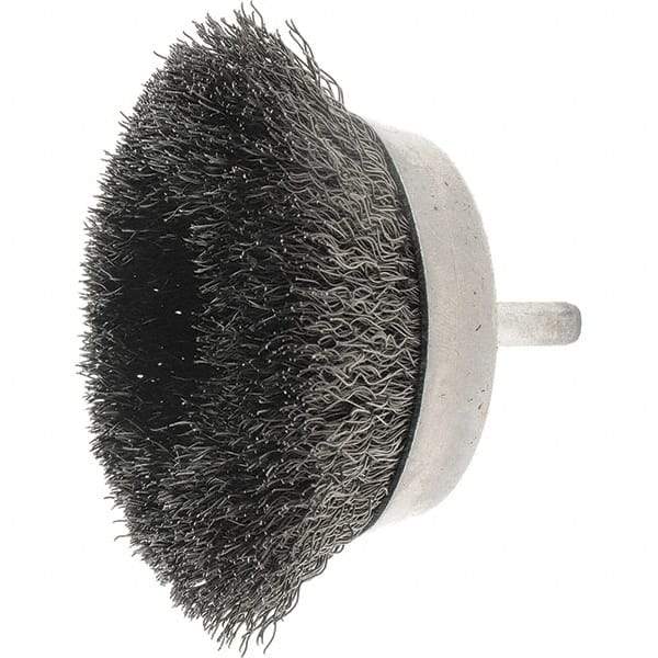 Weiler - 2-3/4" Diam, Steel Fill Cup Brush - 0.0118 Wire Diam, 7/8" Trim Length, 4,500 Max RPM - Apex Tool & Supply