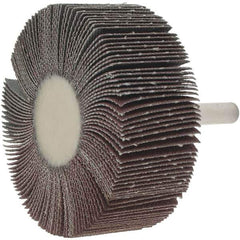 Value Collection - 2-1/2" Diam x 1" Face Width, Fine Aluminum Oxide Coated Mounted Flap Wheel - 1/4" Shank Mount, 120 Grit, 25,000 Max RPM - Apex Tool & Supply