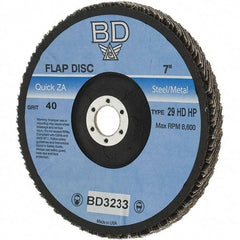 Value Collection - 40 Grit, 7" Disc Diam, 7/8" Center Hole, Type 29 Zirconia Alumina Flap Disc - Arbor Attaching System, Coated - Apex Tool & Supply