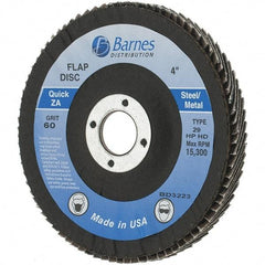 Value Collection - 80 Grit, 4" Disc Diam, 5/8" Center Hole, Type 29 Zirconia Alumina Flap Disc - Arbor Attaching System, Coated - Apex Tool & Supply