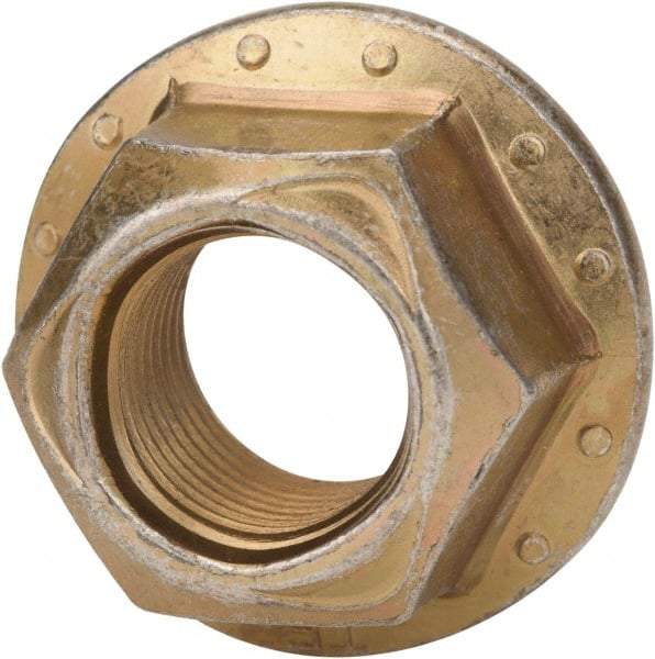 Made in USA - 3/8-24 Grade 8 Steel Hex Flange Lock Nut - Zinc Yellow Dichromate Finish - Apex Tool & Supply