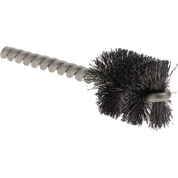 Weiler - 1" Diam Helical Steel Tube Brush - Single Spiral, 0.008" Filament Diam, 1" Brush Length, 3-1/2" OAL, 1/4" Diam Stainless Steel Shank - Apex Tool & Supply