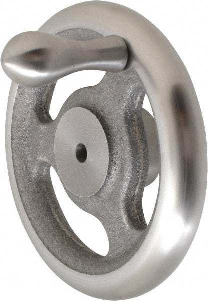 Made in USA - 5", Straight Handwheel - 1-1/2" Hub, Cast Iron, Plain Finish - Apex Tool & Supply