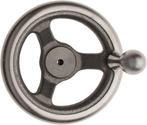 Made in USA - 6", Offset Handwheel - 1-3/8" Hub, Cast Iron, Plain Finish - Apex Tool & Supply