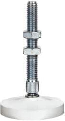 De-Sta-Co - 3/8-16 Carbon Steel Swivel Foot Tip Clamp Spindle Assembly - 61.98mm Thread Length, 90.4mm OAL, Flat Tip Cap, 2" Tip Surface Diam, Use with Toggle Clamps - Apex Tool & Supply