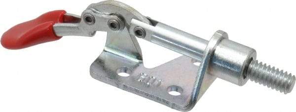 De-Sta-Co - 100 Lb Load Capacity, Flanged Base, Carbon Steel, Standard Straight Line Action Clamp - 3 Mounting Holes, 0.17" Mounting Hole Diam, 1/4" Plunger Diam, Thumb Handle - Apex Tool & Supply