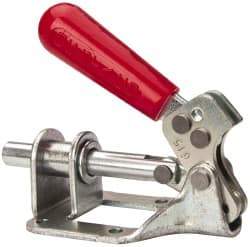 De-Sta-Co - 300 Lb Load Capacity, Flanged Base, Carbon Steel, Standard Straight Line Action Clamp - 4 Mounting Holes, 0.22" Mounting Hole Diam, 0.44" Plunger Diam, Straight Handle - Apex Tool & Supply