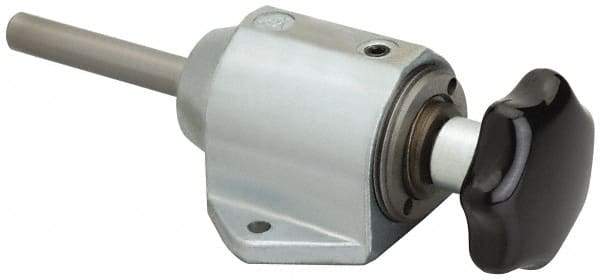 De-Sta-Co - 1,490.15 N Capacity, M5 Plunger, 8mm Plunger Diam, Foot Mt, One Hand, Hand Wheel Actuation, Variable Stroke Straight Line Action Clamp - 40mm Max Rapid Stroke, 2.5mm Max Clamping Stroke, 4.5mm Mt Hole Diam, 56mm Overall Height, 128mm OAL - Apex Tool & Supply