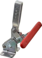 De-Sta-Co - 600 Lb Holding Capacity, Vertical Handle, Manual Hold Down Toggle Clamp - 58° Handle Movement, 103° Bar Opening, U-Bar, Flanged Base, Electro-Plated Zinc, Carbon Steel - Apex Tool & Supply