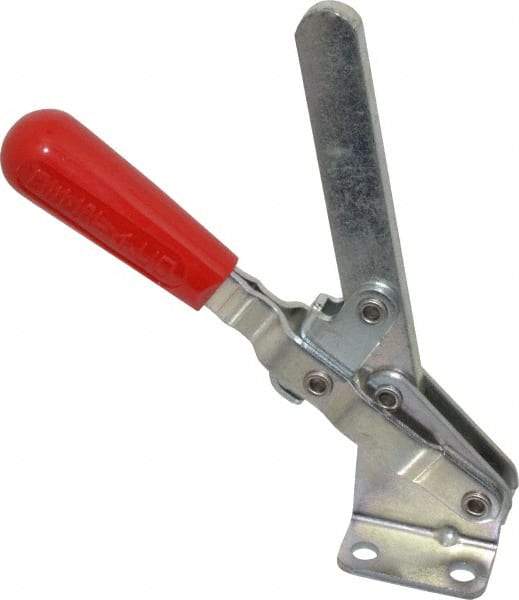 De-Sta-Co - 750 Lb Holding Capacity, Vertical Handle, Manual Hold Down Toggle Clamp - 58° Handle Movement, 103° Bar Opening, Solid Bar, Flanged Base, Electro-Plated Zinc, Carbon Steel - Apex Tool & Supply