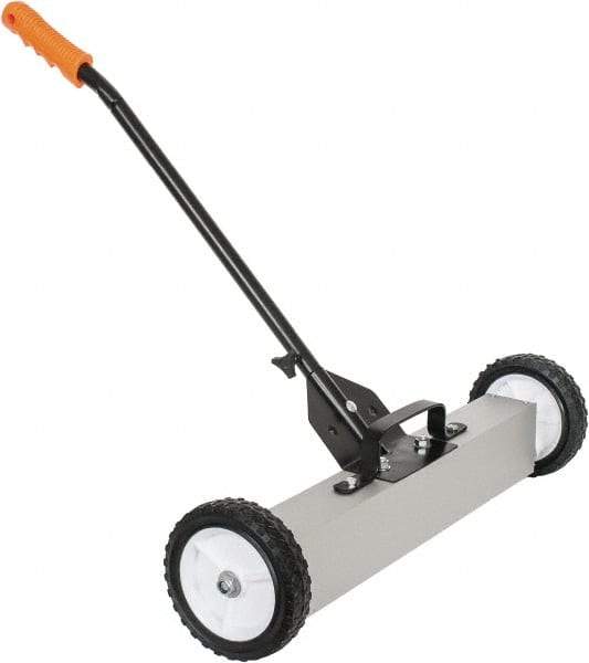 Shields Magnetics - 24" Long Push Magnetic Sweeper with Wheels - 6-13/16" Wide x 13" High x 48" Long, 7" Wheel Diam, 3/4 to 1-1/2" Clearance - Apex Tool & Supply