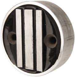 Mag-Mate - 1" Long x 3" Diam x 1" High, 2 Mounting Holes, 3 Poles, Cylindrical Neodymium Rare Earth Holding Magnet - 60 Lb Average & 145 Lb Max Pull Force, 1/4 Mounting Hole, Through Hole Style, 200°F Max Operating Temp - Apex Tool & Supply