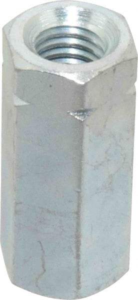 Made in USA - 1/2-13 UNC, 1-3/4" OAL Steel Standard Coupling Nut - Zinc-Plated Finish, 3/4" Width Across Flats - Apex Tool & Supply