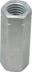 Made in USA - 5/8-11 UNC, 2-1/8" OAL Steel Standard Coupling Nut - Zinc-Plated Finish, 13/16" Width Across Flats - Apex Tool & Supply