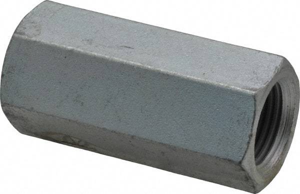 Value Collection - 3/4-16 UNF, 2-1/4" OAL Steel Standard Coupling Nut - Zinc-Plated Finish, 1" Width Across Flats - Apex Tool & Supply