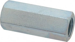 Made in USA - 5/8-11 UNC, 2-1/8" OAL Steel Standard Coupling Nut - Zinc-Plated Finish, 13/16" Width Across Flats - Apex Tool & Supply