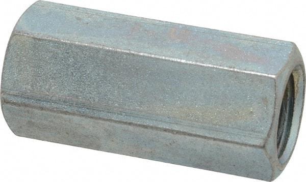 Made in USA - 3/4-10 UNC, 2-1/4" OAL Steel Standard Coupling Nut - Zinc-Plated Finish, 1" Width Across Flats - Apex Tool & Supply
