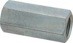 Made in USA - 3/4-10 UNC, 2-1/4" OAL Steel Standard Coupling Nut - Zinc-Plated Finish, 1" Width Across Flats - Apex Tool & Supply