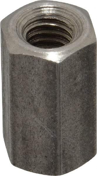 Made in USA - 5/16-18 UNC, 7/8" OAL Stainless Steel Standard Coupling Nut - 1/2" Width Across Flats - Apex Tool & Supply