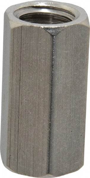 Made in USA - 1/2-13 UNC, 1-1/4" OAL Stainless Steel Standard Coupling Nut - 5/8" Width Across Flats - Apex Tool & Supply