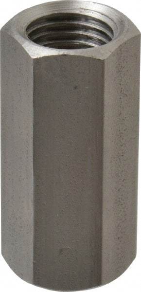 Made in USA - 7/16-20 UNF, 1-1/4" OAL Stainless Steel Standard Coupling Nut - 9/16" Width Across Flats - Apex Tool & Supply