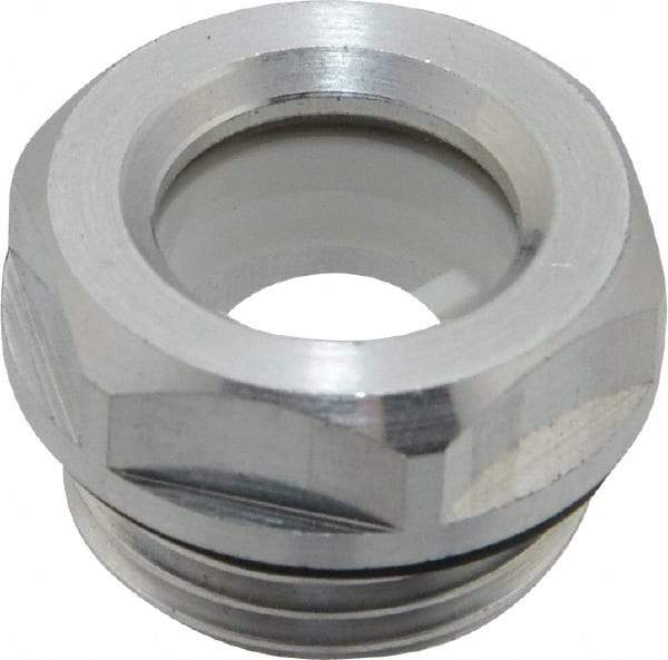 J.W. Winco - G 1/2 Thread, 23mm Distance Across Flats, Aluminum Oil Level Sight Glasses - 26mm Flange Diameter, 7.5mm Head Height, 8.5mm Length Under Head - Apex Tool & Supply