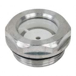J.W. Winco - G 1 Thread, 36mm Distance Across Flats, Aluminum Oil Level Sight Glasses - 40mm Flange Diameter, 8.5mm Head Height, 11mm Length Under Head - Apex Tool & Supply