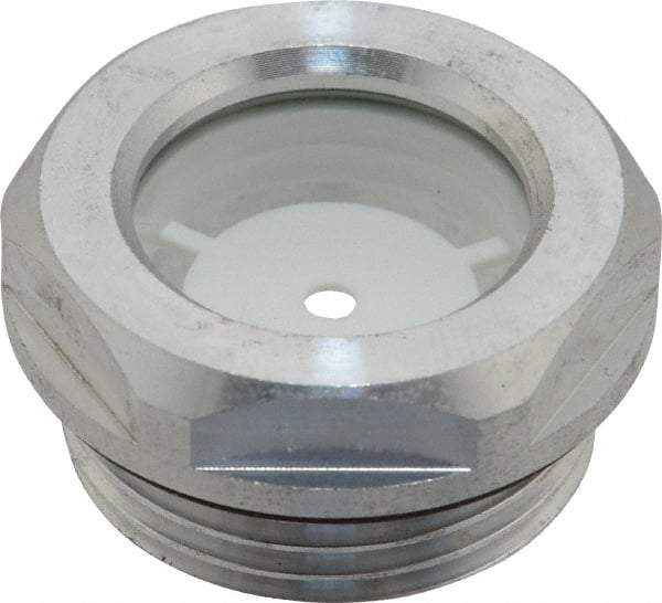 J.W. Winco - G 1 Thread, 36mm Distance Across Flats, Aluminum Oil Level Sight Glasses - 40mm Flange Diameter, 8.5mm Head Height, 11mm Length Under Head - Apex Tool & Supply