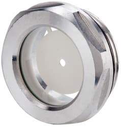 J.W. Winco - G 1-1/4 Thread, 40mm Distance Across Flats, Aluminum Oil Level Sight Glasses - 50mm Flange Diameter, 9mm Head Height, 12mm Length Under Head - Apex Tool & Supply