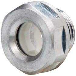 J.W. Winco - M16x1.5 Thread, 20mm Distance Across Flats, Aluminum Oil Level Sight Glasses - 22mm Flange Diameter, 7.5mm Head Height, 8mm Length Under Head - Apex Tool & Supply