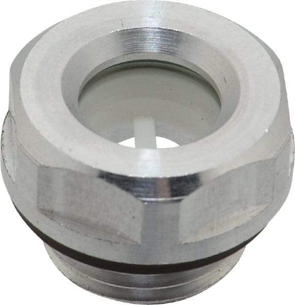 J.W. Winco - M16x1.5 Thread, 20mm Distance Across Flats, Aluminum Oil Level Sight Glasses - 22mm Flange Diameter, 7.5mm Head Height, 8mm Length Under Head - Apex Tool & Supply