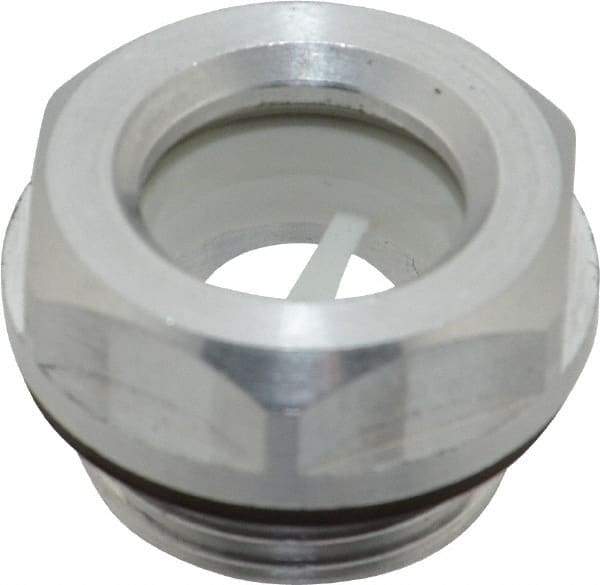 J.W. Winco - M20x1.5 Thread, 23mm Distance Across Flats, Aluminum Oil Level Sight Glasses - 26mm Flange Diameter, 7.5mm Head Height, 8.5mm Length Under Head - Apex Tool & Supply