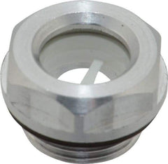 J.W. Winco - M20x1.5 Thread, 23mm Distance Across Flats, Aluminum Oil Level Sight Glasses - 26mm Flange Diameter, 7.5mm Head Height, 8.5mm Length Under Head - Apex Tool & Supply